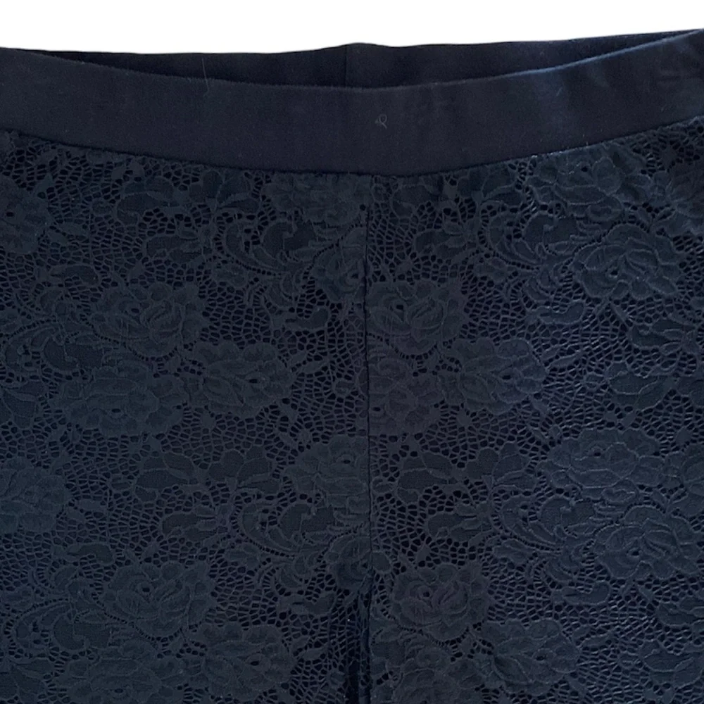 Embroidered Lace Mesh Dressy Black Shorts Pull On Comfort Elastic Waist Size 3X